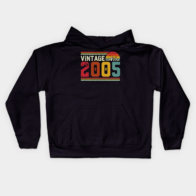 Vintage 2005 Birthday Gift Retro Style Kids Hoodie by Foatui